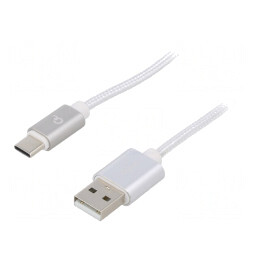 Cablu USB 2.0 A la C Aurit 1,8m Argintiu | Electronic-mag.ro | Componente Electronice