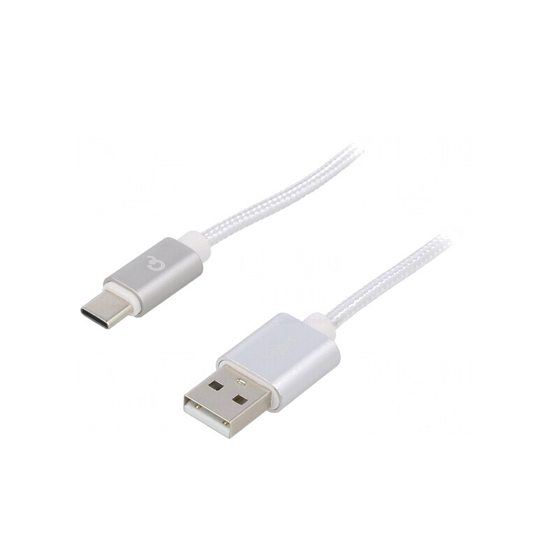 Cablu USB 2.0 A la C Aurit 1,8m Argintiu | Electronic-mag.ro | Componente Electronice