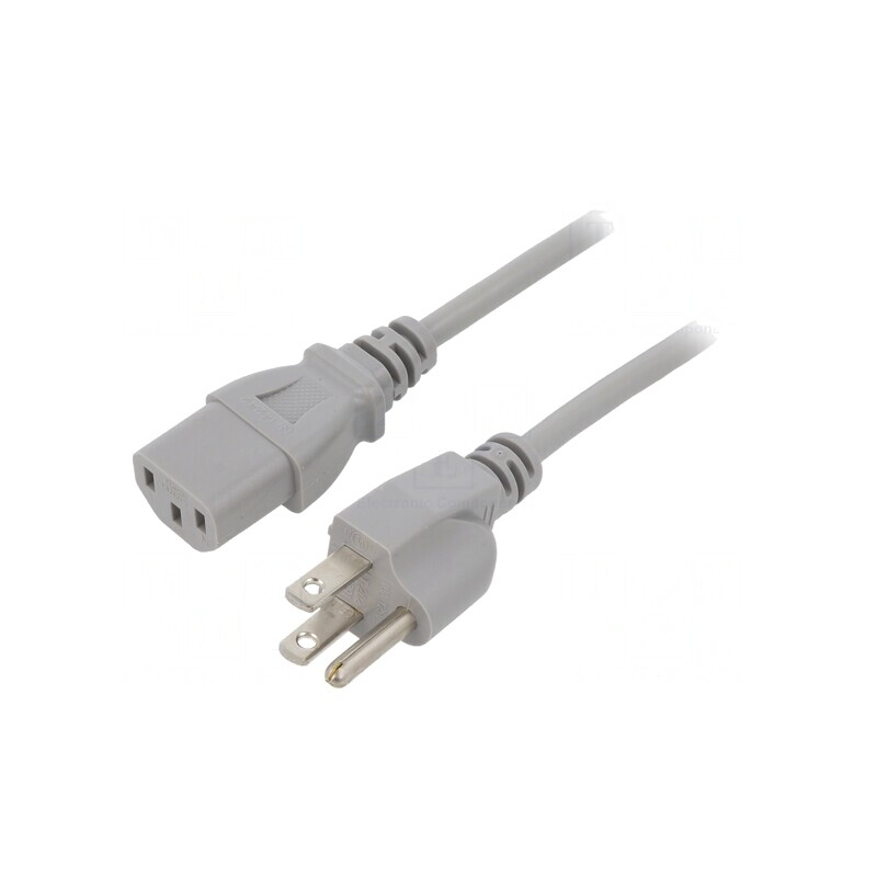 Cablu de Alimentare 3x18AWG IEC C13 la NEMA 1.8m Gri | Electronic-mag.ro | Componente Electronice Cablu de Alimentare 3x18AWG IEC C13 la NEMA 1.8m Gri | Electronic-mag.ro | Componente Electronice