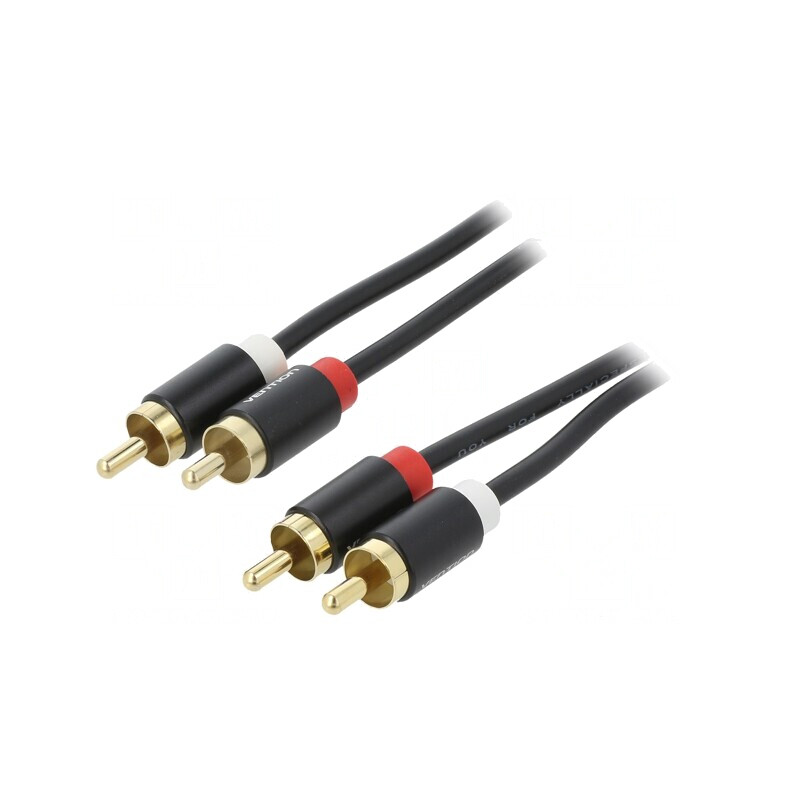 Cablu RCA Aurit Negru 1m x2 Mufe | Electronic-mag.ro | Componente Electronice