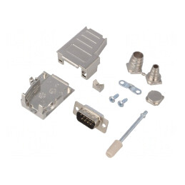 Conector D-Sub 9 Pini Mufă Tată Lipire pe Cablu Neagră Set Complet | Electronic-mag.ro | Componente Electronice