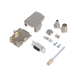 Conector D-Sub 9-Pini Mufă Mamă pe Cablu Negru Kit Complet | Electronic-mag.ro | Componente Electronice