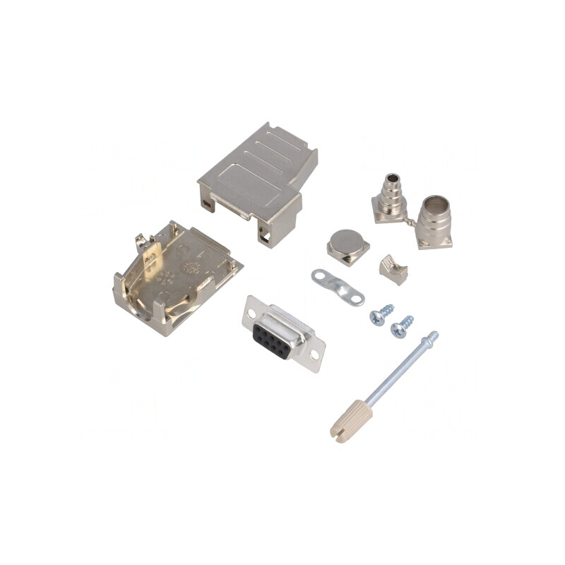 Conector D-Sub 9-Pini Mufă Mamă pe Cablu Negru Kit Complet | Electronic-mag.ro | Componente Electronice
