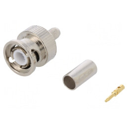 Mufă BNC Tată Drept 50Ω RG58 Crimpat Aurit PTFE | Electronic-mag.ro | Componente Electronice