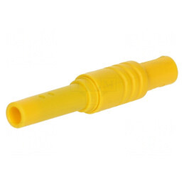Soclu banană galben 4mm 24A 1kVDC nichelat | Electronic-mag.ro | Componente Electronice