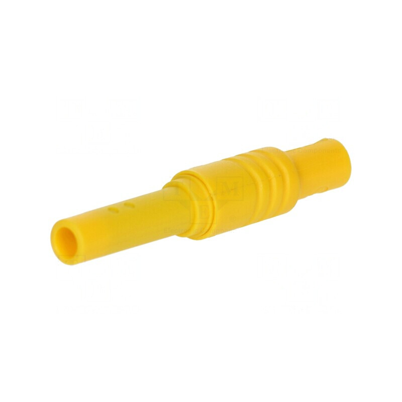 Soclu banană galben 4mm 24A 1kVDC nichelat | Electronic-mag.ro | Componente Electronice