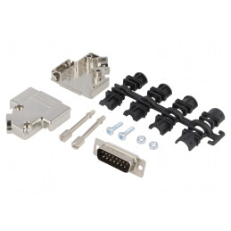 Conector D-Sub 15-Pini Mufă Tată Neagră pentru Lipire pe Cablu | Electronic-mag.ro | Componente Electronice