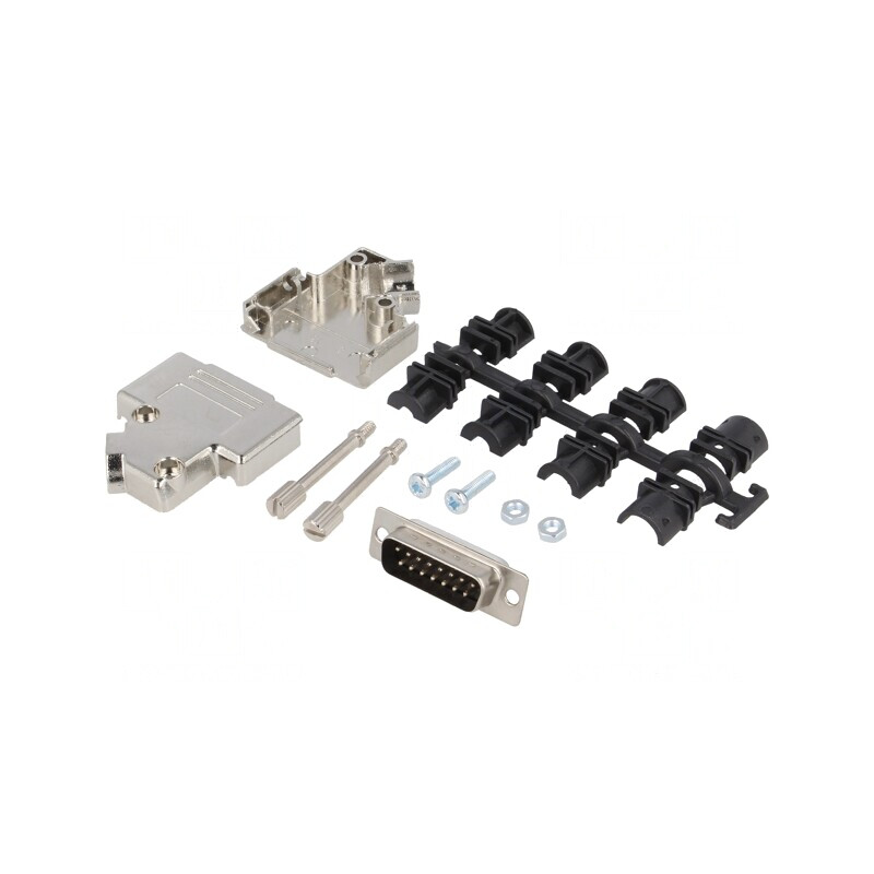 Conector D-Sub 15-Pini Mufă Tată Neagră pentru Lipire pe Cablu | Electronic-mag.ro | Componente Electronice