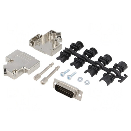 Conector D-Sub 15-Pini Mufă Tată Neagră pentru Lipire pe Cablu | Electronic-mag.ro | Componente Electronice