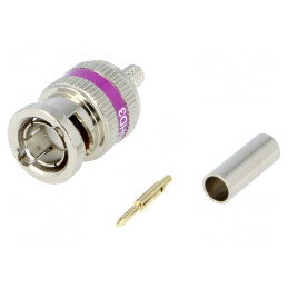 Mufă BNC tată 75Ω crimpată aurită pe cablu | Electronic-mag.ro | Componente Electronice