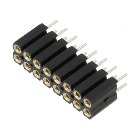 Soclu pini mamă 16 pini 2,54mm THT 2x8 cositorit | Electronic-mag.ro | Componente Electronice