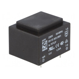 Transformator Încapsulat 10V 150mA PCB 230VAC 1.5VA | Electronic-mag.ro | Componente Electronice