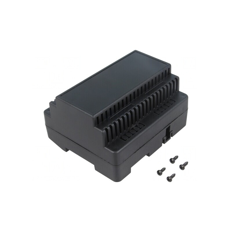 Carcasă pentru șină DIN, ABS Negru, 91x105x60mm | Electronic-mag.ro | Componente Electronice