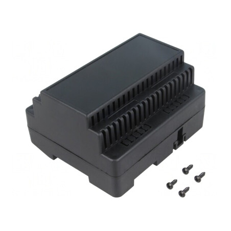 Carcasă pentru șină DIN, ABS Negru, 91x105x60mm | Electronic-mag.ro | Componente Electronice