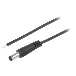 Cablu Alimentare DC 5.5/2.1 mm Negru 2m | Electronic-mag.ro | Componente Electronice