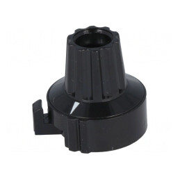 Buton de precizie; Diam.ax: 6mm; Ø22,8x23,1mm; neagră; Ax: fină