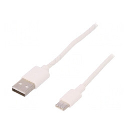 Cablu USB 2.0 USB A la USB C 2m Alb 480Mbps | Electronic-mag.ro | Componente Electronice