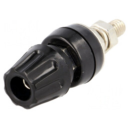 Soclu Banană Negru 4mm 50A 60VDC cu Înșurubare 57mm | Electronic-mag.ro | Componente Electronice
