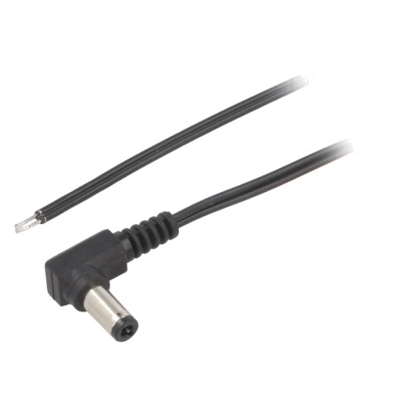Cablu DC 5,5/2,5 în unghi negru 2m | Electronic-mag.ro | Componente Electronice