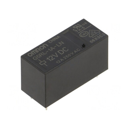 Releu electromagnetic SPST-NO 12VDC 12A 250VAC PCB | Electronic-mag.ro | Componente Electronice