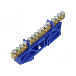 Regletă Conexiuni 1 Pistă 15 Borne Albastră | Electronic-mag.ro | Componente Electronice
