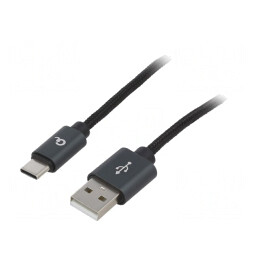Cablu USB 2.0 USB-A la USB-C 1.8m Negru Textilă Aurit | Electronic-mag.ro | Componente Electronice