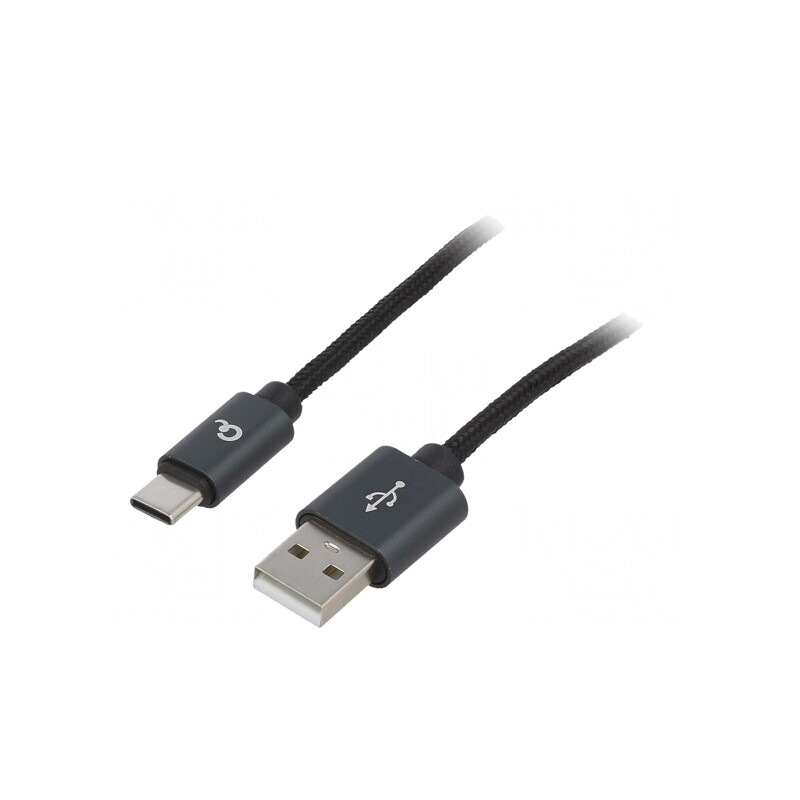 Cablu USB 2.0 USB-A la USB-C 1.8m Negru Textilă Aurit | Electronic-mag.ro | Componente Electronice