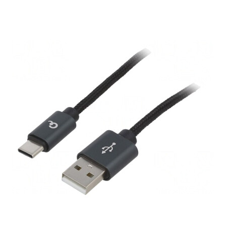 Cablu USB 2.0 USB-A la USB-C 1.8m Negru Textilă Aurit | Electronic-mag.ro | Componente Electronice