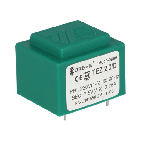 Transformator încapsulat 2VA 230V 7,5V PCB | Electronic-mag.ro | Componente Electronice