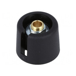 Buton rotativ cu indicator negru, Ø6mm, Ø20x16mm poliamidă | Electronic-mag.ro | Componente Electronice