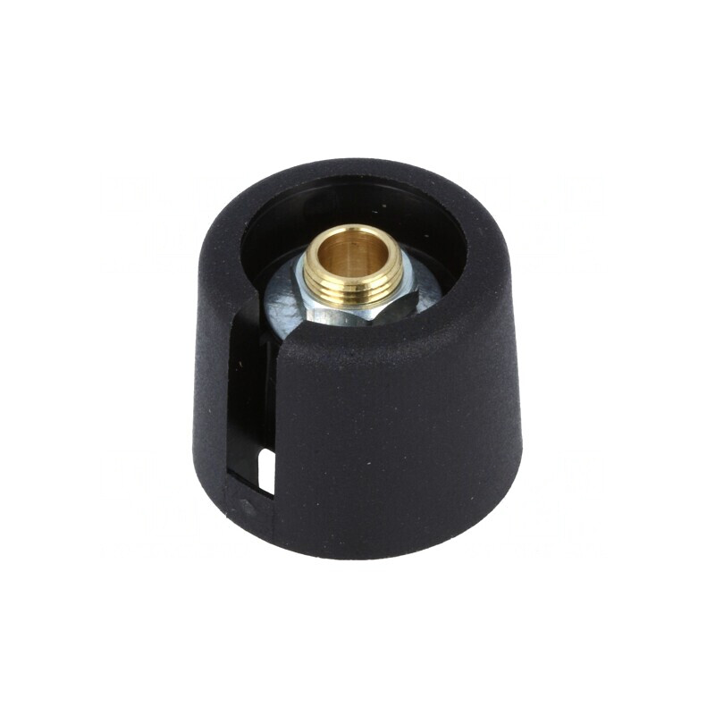 Buton rotativ cu indicator negru, Ø6mm, Ø20x16mm poliamidă | Electronic-mag.ro | Componente Electronice
