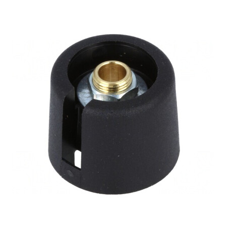 Buton rotativ cu indicator negru, Ø6mm, Ø20x16mm poliamidă | Electronic-mag.ro | Componente Electronice
