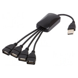 Hub USB 4 Porturi USB 2.0 Negru 0,15m