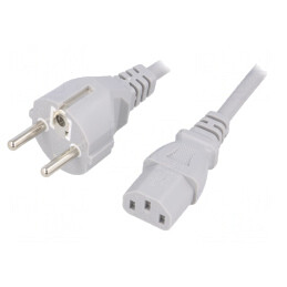 Cablu de Alimentare 1.5m Gri 3x0.75mm2 CEE 7/7 la IEC C13 | Electronic-mag.ro | Componente Electronice