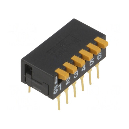Comutator DIP-SWITCH 6 Secţiuni ON-OFF 0,03A 30VDC | Electronic-mag.ro | Componente Electronice