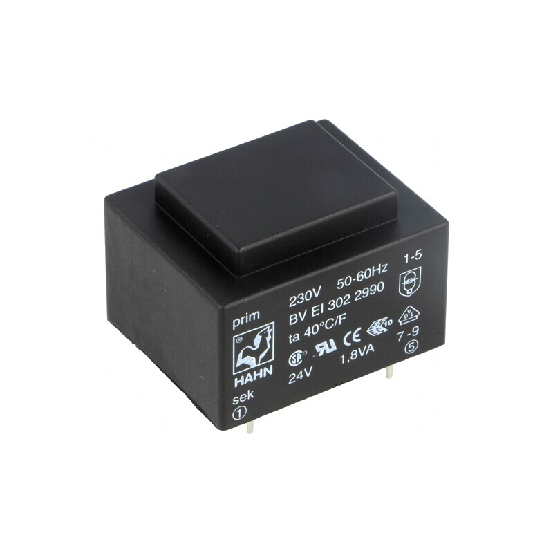 Transformator încapsulat 1,8VA 230V 24V 75mA PCB | Electronic-mag.ro | Componente Electronice