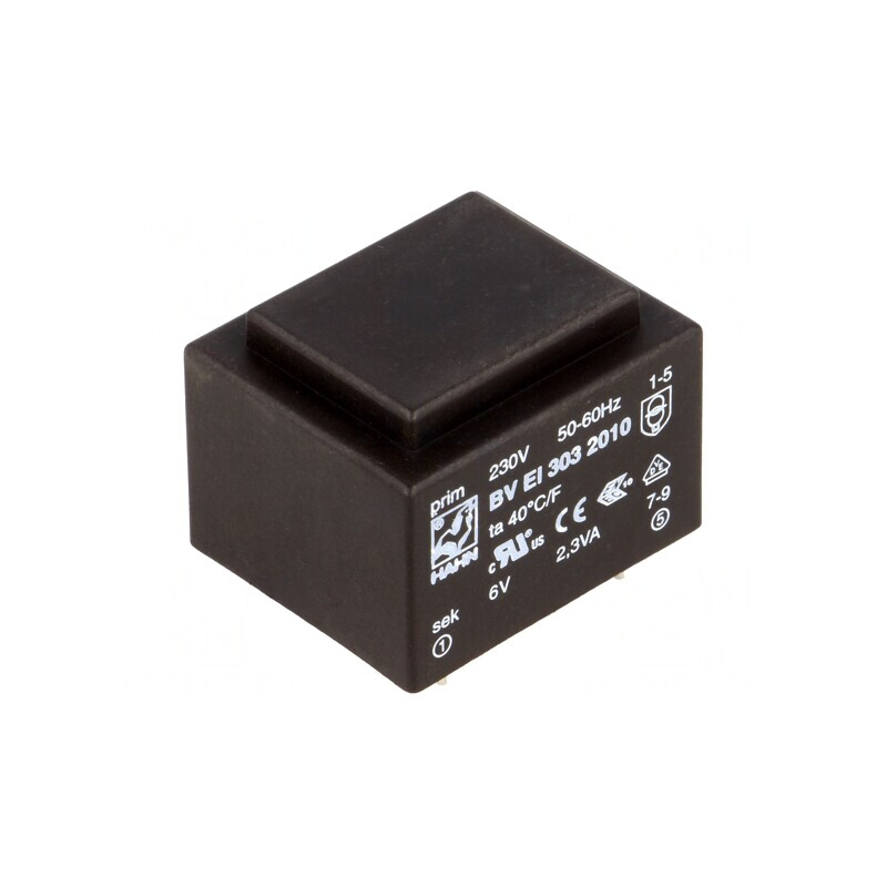Transformator încapsulat 2.3VA 230V 6V 383mA PCB | Electronic-mag.ro | Componente Electronice