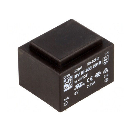 Transformator încapsulat 2.3VA 230V 6V 383mA PCB | Electronic-mag.ro | Componente Electronice