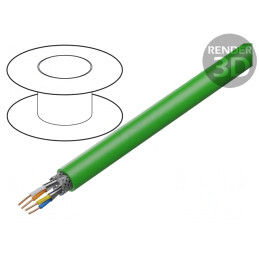 Cablu ETHERLINE® TRAY 2x2x22AWG PVC Verde 6,8mm
