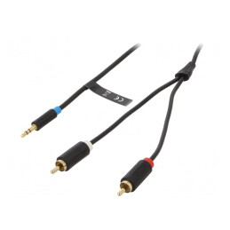 Cablu Jack 3,5mm la RCA x2 3m Aurit Negru | Electronic-mag.ro | Componente Electronice