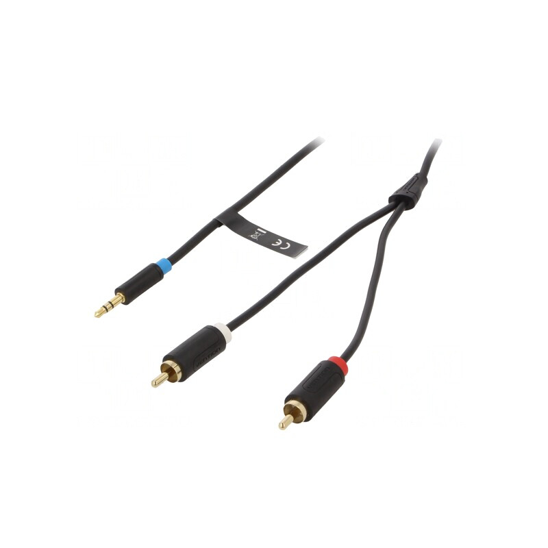 Cablu Jack 3,5mm la RCA x2 3m Aurit Negru | Electronic-mag.ro | Componente Electronice
