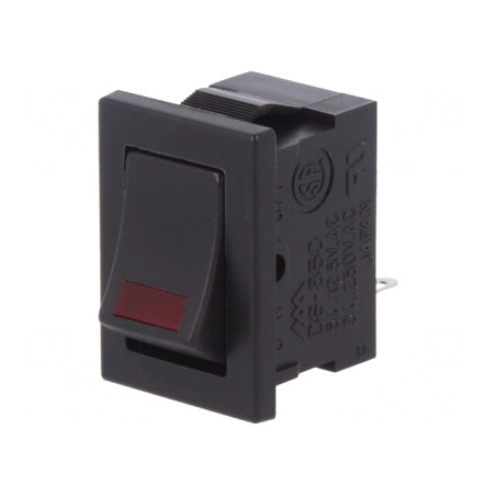 Comutator Rocker SPST ON-OFF 3A 250V cu LED Negru | Electronic-mag.ro | Componente Electronice