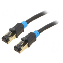 Cablul de rețea S/FTP Cat6 PVC Negru 2m Conectori Auriti | Electronic-mag.ro | Componente Electronice