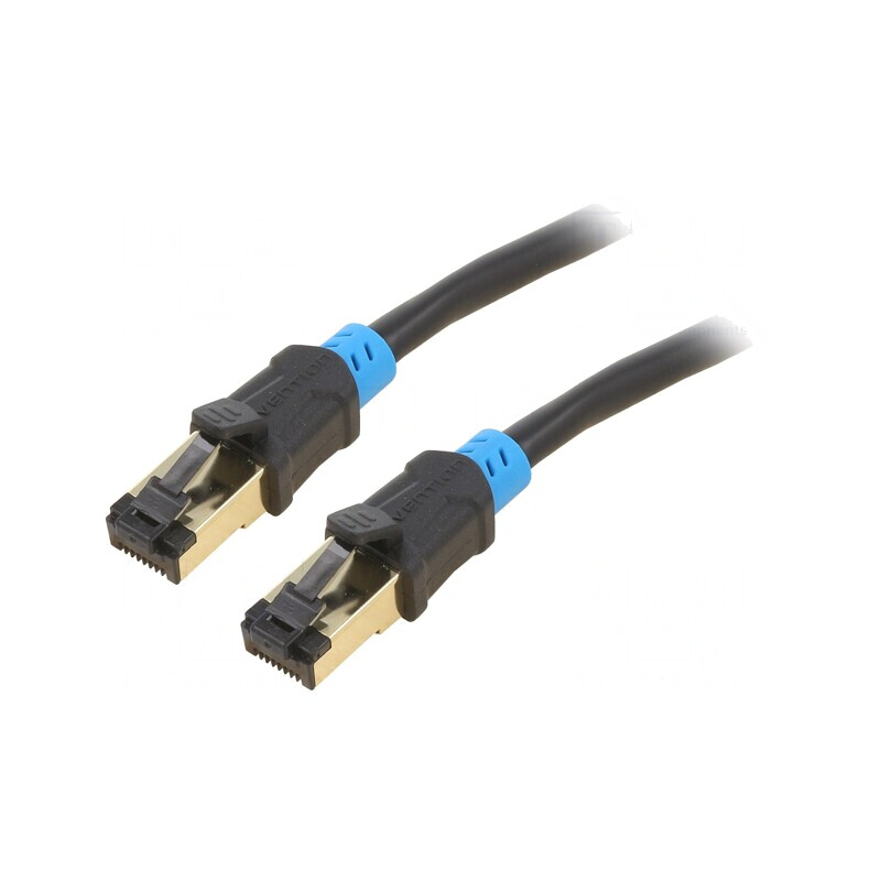 Cablul de rețea S/FTP Cat6 PVC Negru 2m Conectori Auriti | Electronic-mag.ro | Componente Electronice