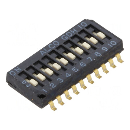 Comutator DIP-Switch 10 Secțiuni ON-OFF 0.1A 50VDC | Electronic-mag.ro | Componente Electronice