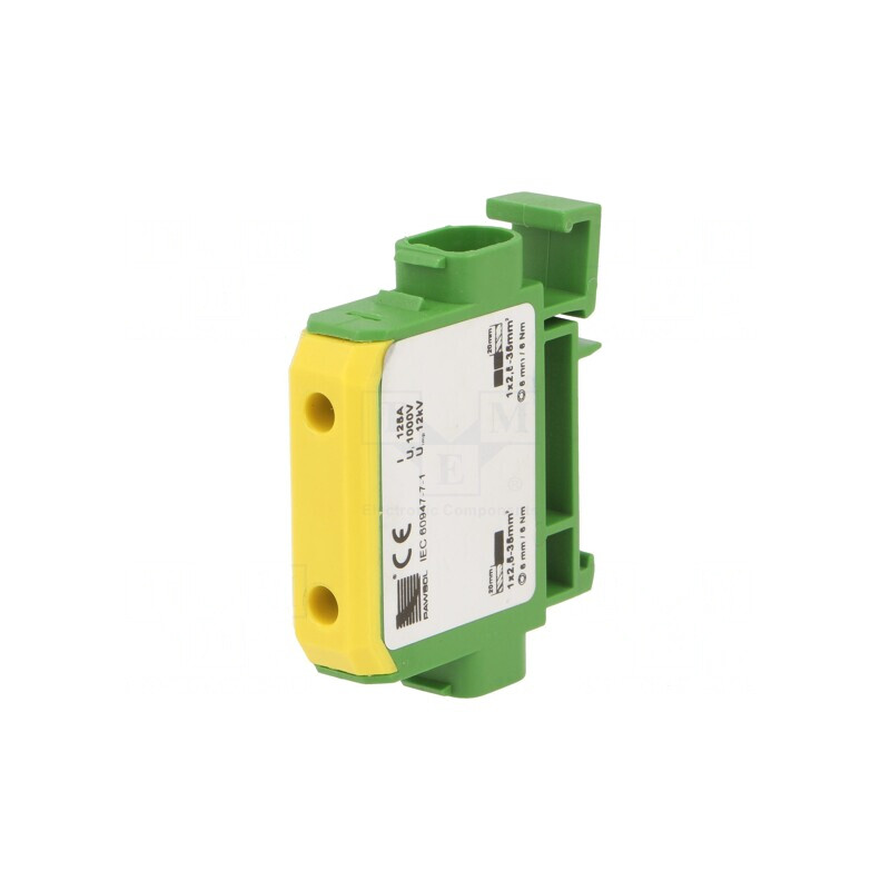 Bloc de Distribuție Cu 1 Pista și 2 Borne ABS TS35 | Electronic-mag.ro | Componente Electronice