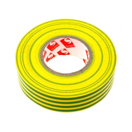 Bandă electroizolantă galben-verde 19mm x 25m | Electronic-mag.ro | Componente Electronice