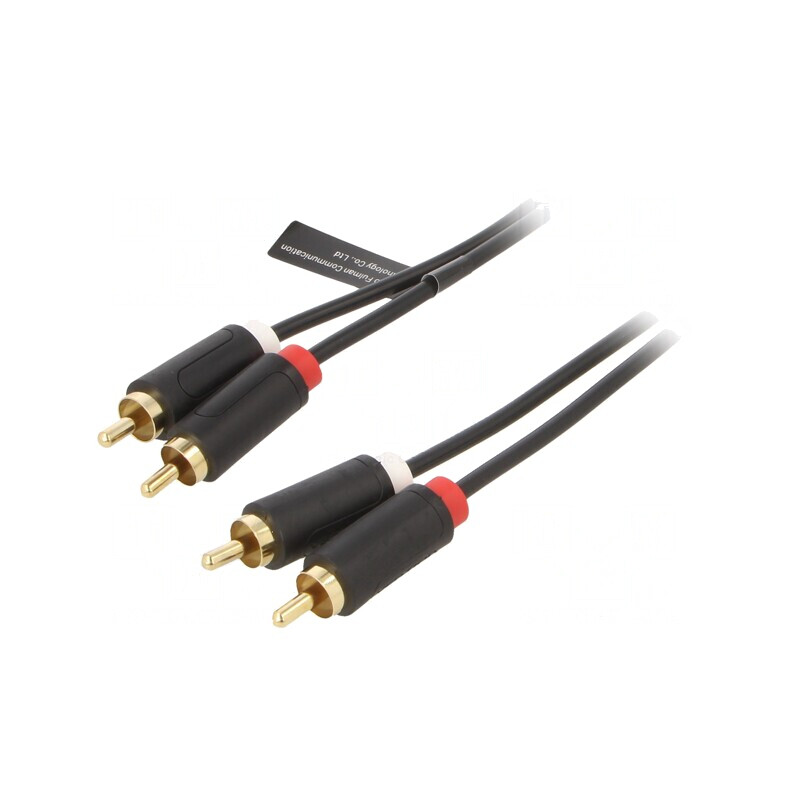Cablu RCA 2x Mufe Aurite Negru 1m | Electronic-mag.ro | Componente Electronice