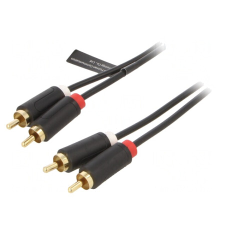 Cablu RCA 2x Mufe Aurite Negru 1m | Electronic-mag.ro | Componente Electronice