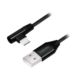 Cablu USB 2.0 USB-A la USB-C Unghi 1m Negru | Electronic-mag.ro | Componente Electronice